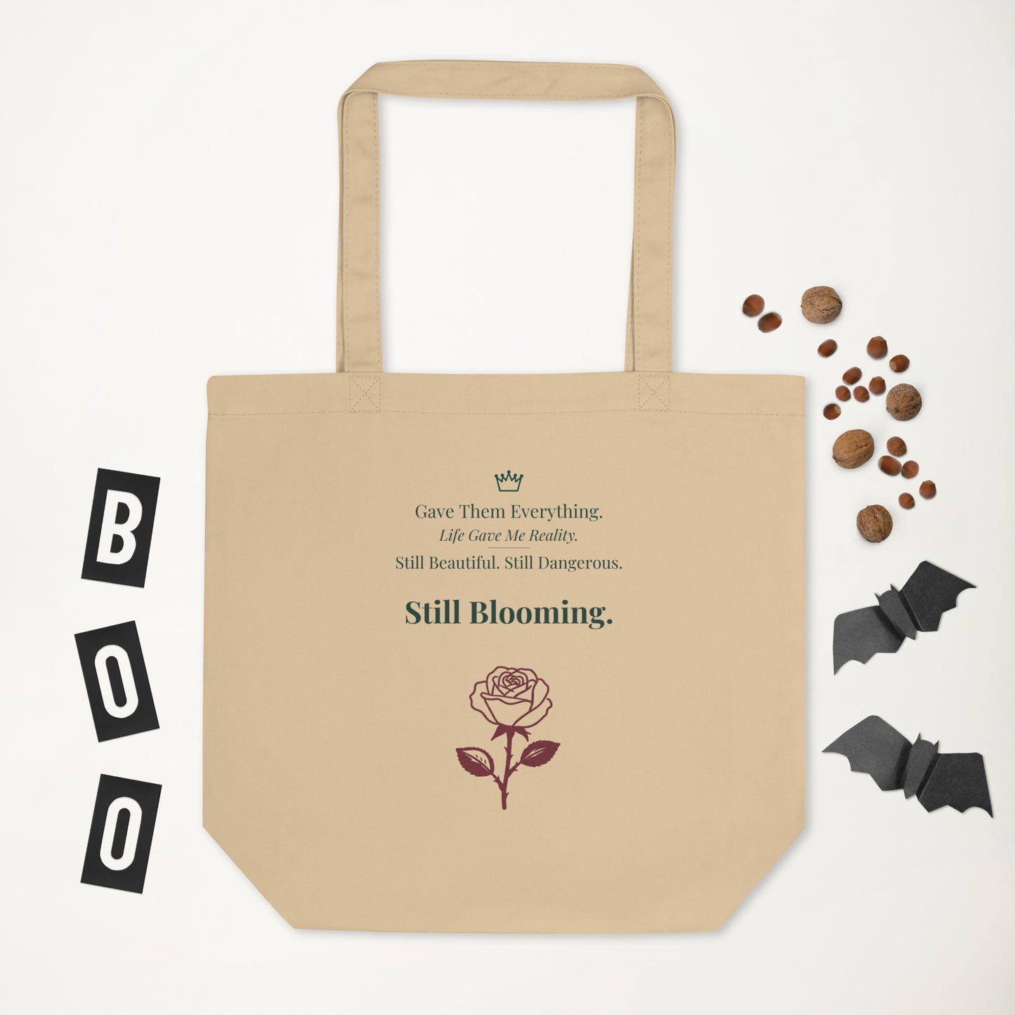 Still Blooming standard tote bag oyster colour side angle organic cotton