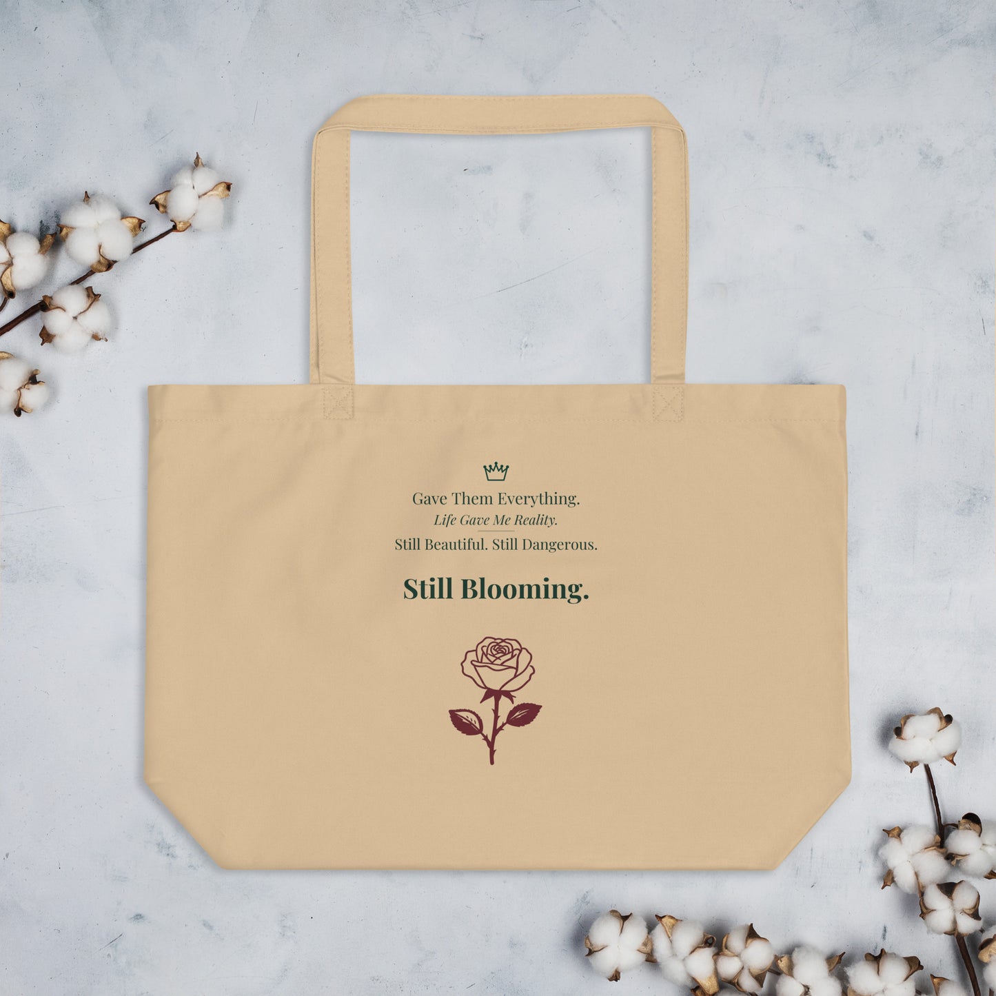 Still Blooming large tote bag 17.7 inch width oyster colour side view