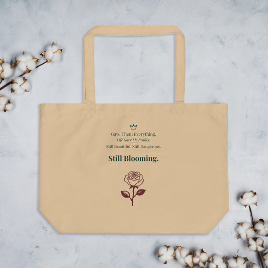 Still Blooming large tote bag 17.7 inch width oyster colour side view